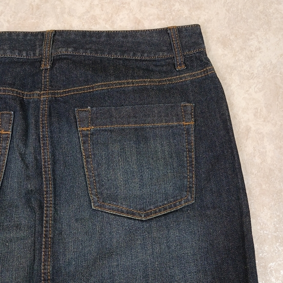 ANN TAYLOR Jean Skirt Size 10 Dark Wash - Picture 9 of 9